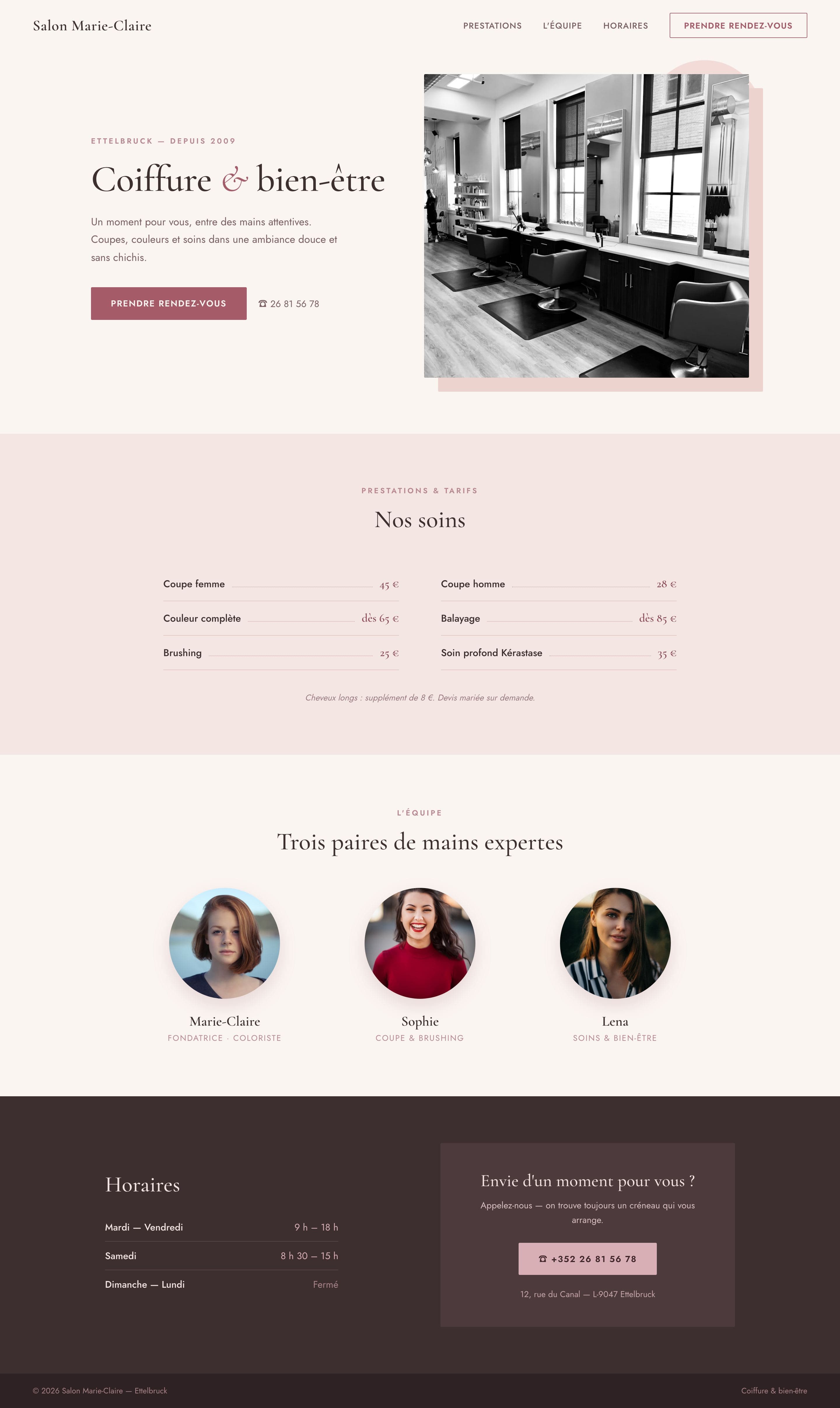 Aperçu du site exemple : Salon Marie-Claire