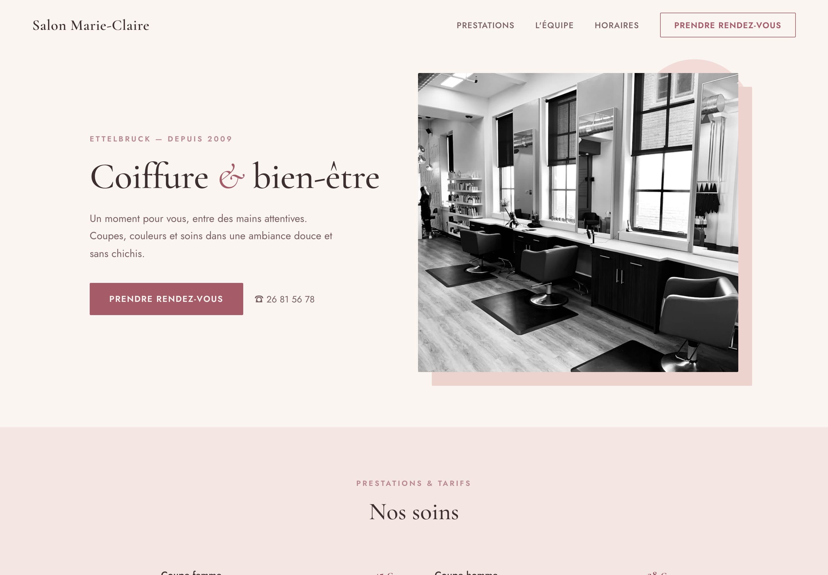 Aperçu du site exemple : Salon Marie-Claire